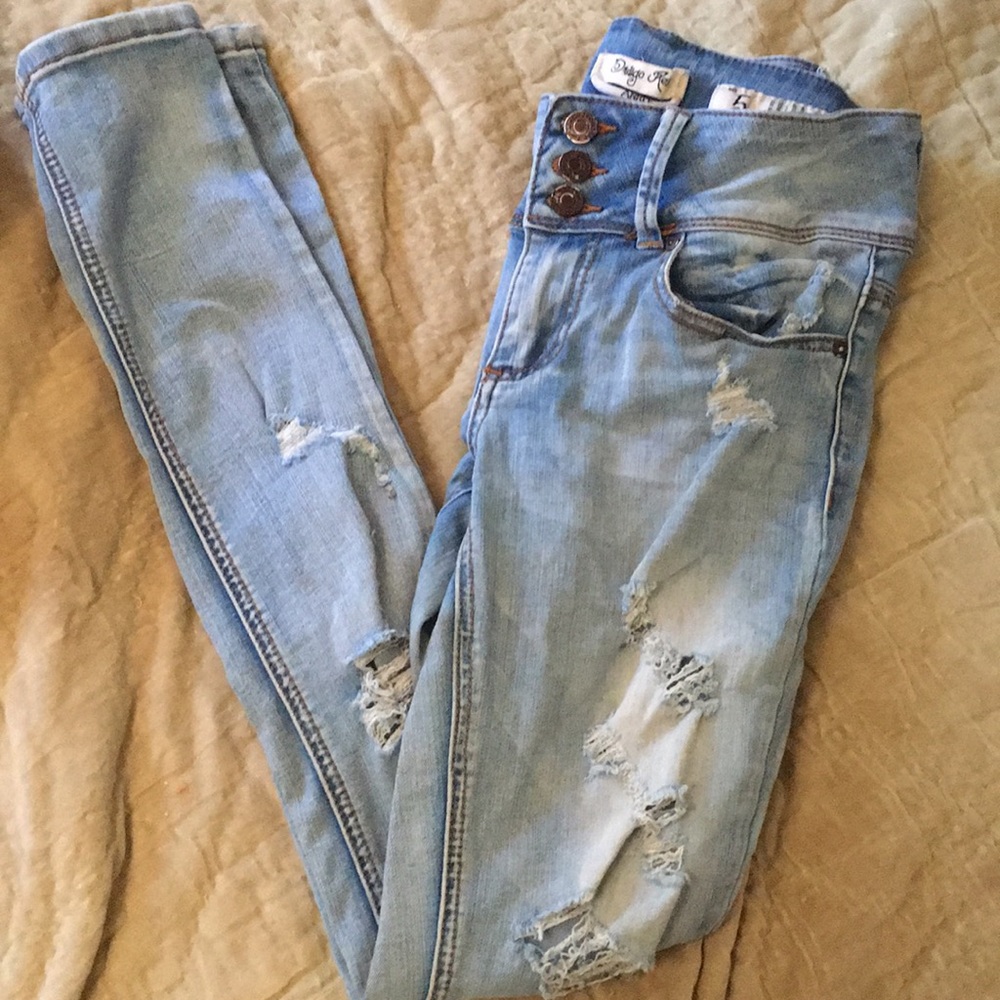 Indigo rein high waisted ripped jeans